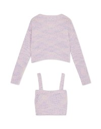 Mixed Color Fur Balls And Button Two-Piece Knit Top