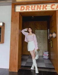 Mixed Color Fur Balls And Button Two-Piece Knit Top