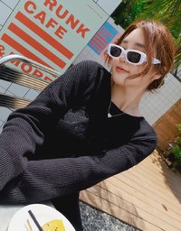 Textured Embroidered Knit Top