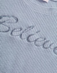 Textured Embroidered Knit Top