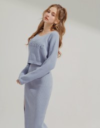 Textured Embroidered Knit Top