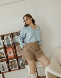 Knit Top Cardigan With Preppy Collar