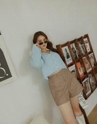 Knit Top Cardigan With Preppy Collar
