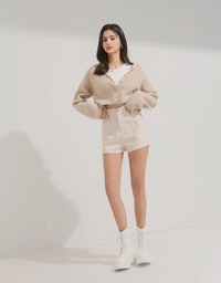 Knit Top Cardigan With Preppy Collar