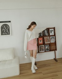 V Neck Fluffy Sweater Knit Top