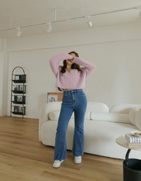 V Neck Fluffy Sweater Knit Top