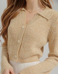 Lapel Mixed Knittted Top
