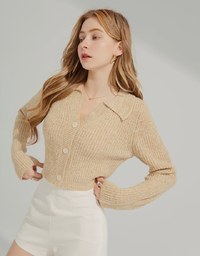 Lapel Mixed Knittted Top