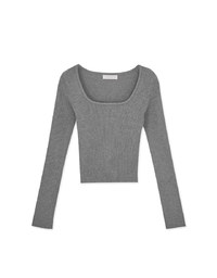 Solid Color U-neck Knit Top