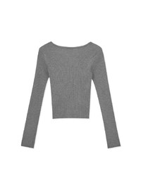 Solid Color U-neck Knit Top