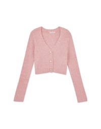 Fluffy Pearl Button Knit Top