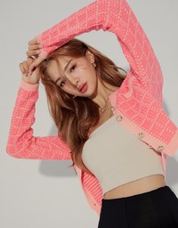 Elegant Tweed Woolen Knit Top