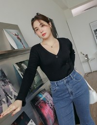 Skewed Buttoned Knit Top