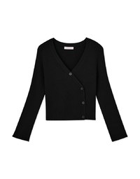 Skewed Buttoned Knit Top