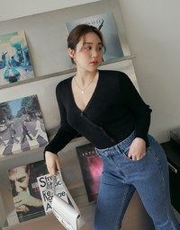 Skewed Buttoned Knit Top