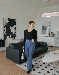 Skewed Buttoned Knit Top