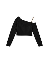 2WAY One-Shoulder Gold Chain Sweater