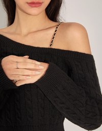 2WAY One-Shoulder Gold Chain Sweater