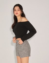 2WAY One-Shoulder Gold Chain Sweater