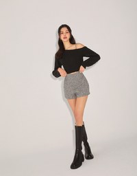 2WAY One-Shoulder Gold Chain Sweater