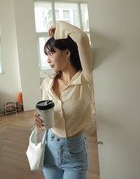 Lapel Cardigan Knit Top