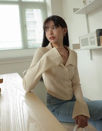 Lapel Cardigan Knit Top