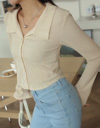 Lapel Cardigan Knit Top