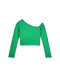 Sloping Shoulder Smooth Long Sleeve Top (With Padding)