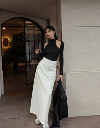 Off-Shoulder Hollow Knit Top