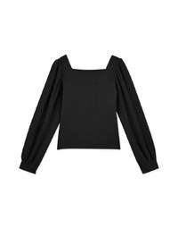Square Neck Tweed Puff Sleeve Top