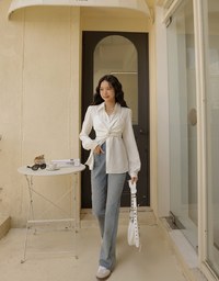Two Piece Set Tie-Strap Vest & Blouse Shirt