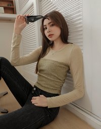 Sheer Paneled Side Scrunch Top