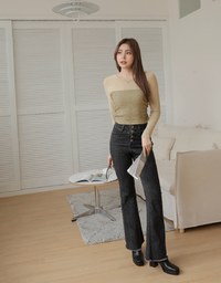 Sheer Paneled Side Scrunch Top
