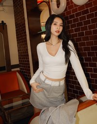 Contrast Color Fleece Skirt