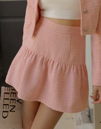 Tweed Woolen Tiered Mini Skirt
