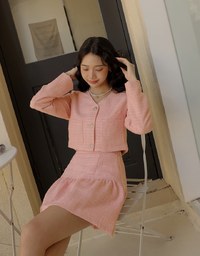 Tweed Woolen Tiered Mini Skirt