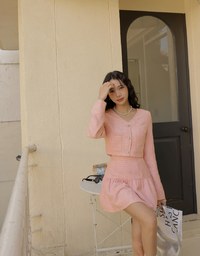 Tweed Woolen Tiered Mini Skirt
