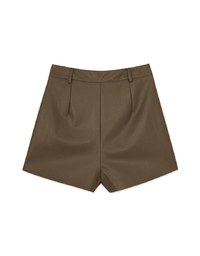 Stylish Faux Leather Wide Hem Shorts