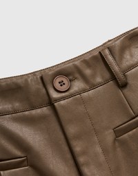 Stylish Faux Leather Wide Hem Shorts