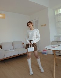 Stylish Faux Leather Wide Hem Shorts