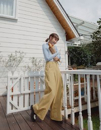 【MEIGO's Design】Pleated Concealed Placket Wide Pants