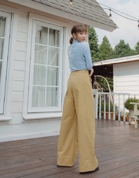 【MEIGO's Design】Pleated Concealed Placket Wide Pants
