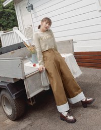 【MEIGO's Design】Pleated Concealed Placket Wide Pants