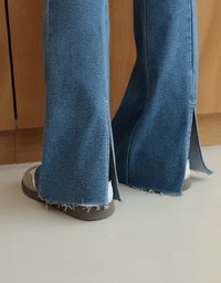 Back Slit Flare Denim Jeans Pants