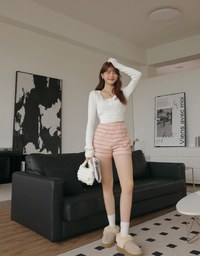 Simple Striped Tweed Shorts