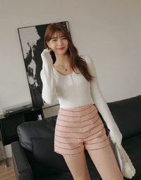 Simple Striped Tweed Shorts