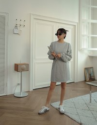 Hollow Shoulder Side Button Cottom Mini Dress