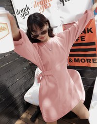 Hollow Shoulder Side Button Cottom Mini Dress