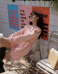 Hollow Shoulder Side Button Cottom Mini Dress