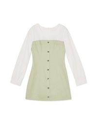 Faux 2 Peice Spliced Round Neck Shirt Mini Dress